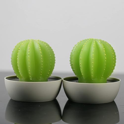 Miniatura 7 de 2 luces LED de cera real hechas a mano, funciona con pilas, cactus suculentas, para habitación de niños, habitación de los niños, luces de noche de