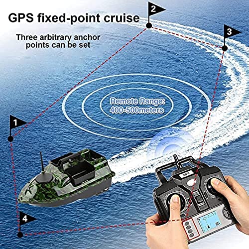 Barco de Pesca con Cebo a Control Remoto con GPS y navegación LED, Ideal para Condiciones nocturnas y nubladas, Mejora la eficiencia de la Pesca de Carpas.