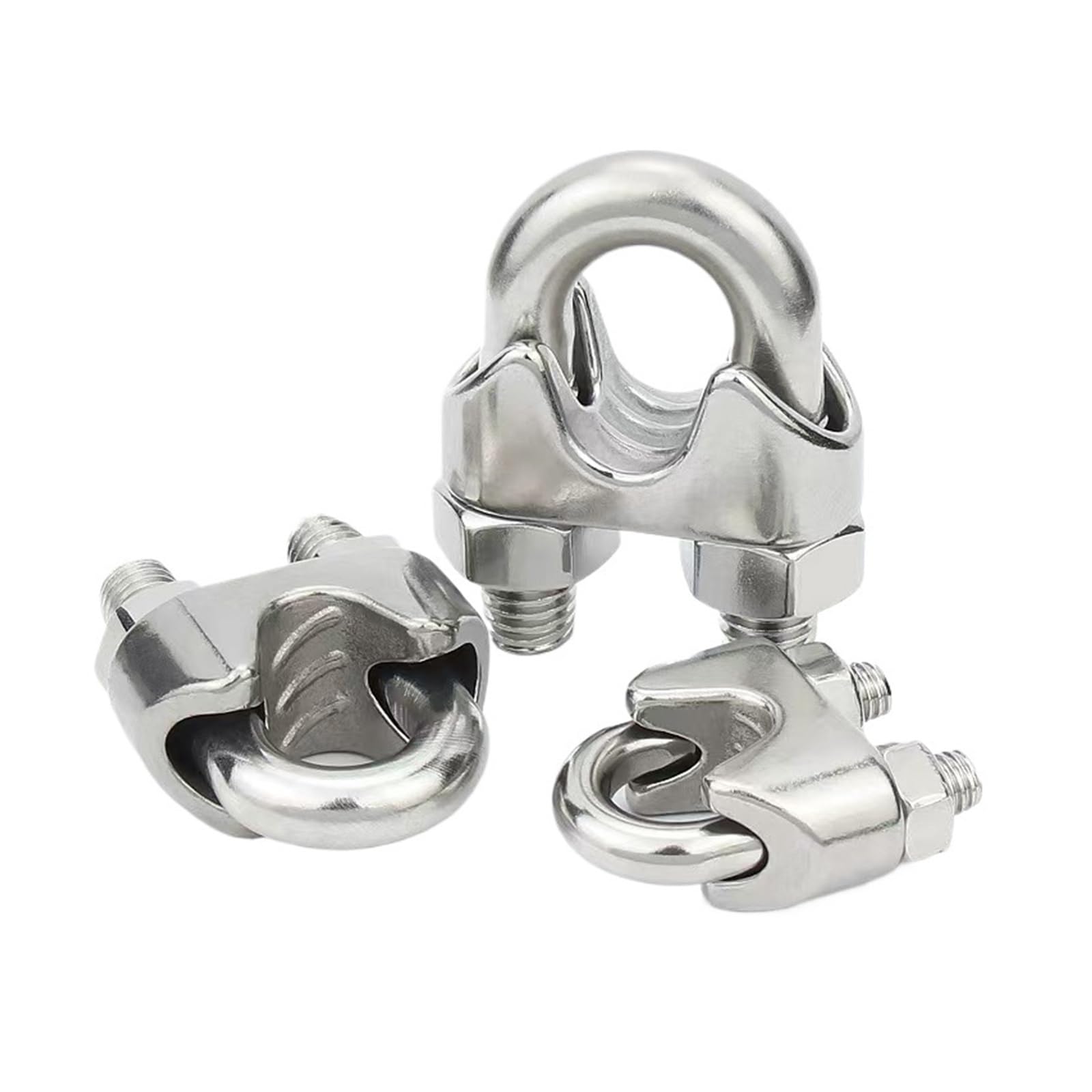 Morsetto per fune metallica in acciaio inossidabile 304, a forma di U, clip per fibbia (M10 (2 pezzi)