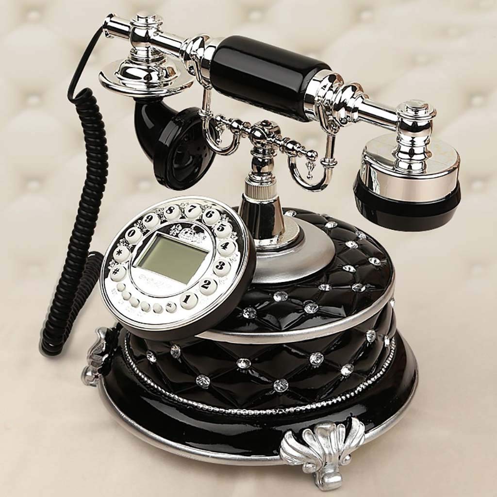 Telefono Fisso retrò ， Telefono cablato con ID chiamante Multicolore 23x21x26cm(Black,B)