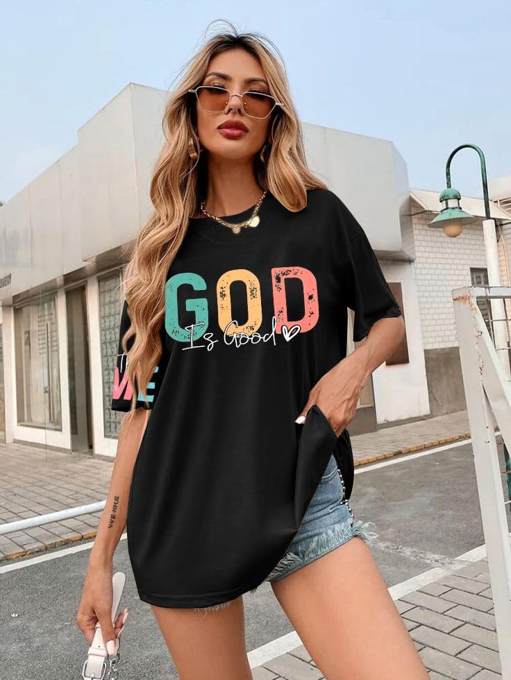 God is Good Shirt Oversized Christian Tee for Women Faith Based Tops Religious Gift Bible Verse Inspirational Top - Image 5