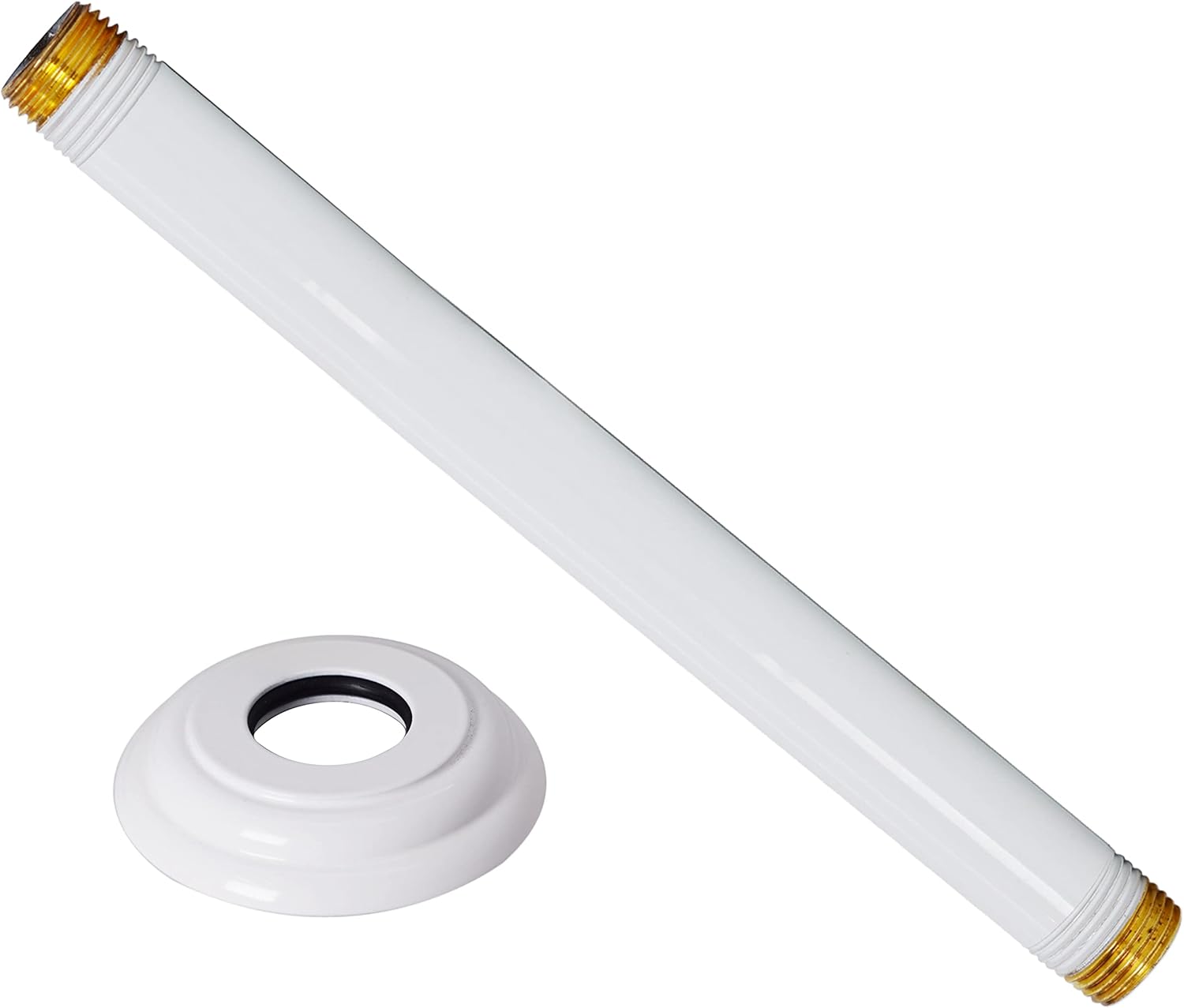 Westbrass D3608A-20 1/2" IPS x 8" Round Ceiling Mount Shower Arm with Flange, 1-Pack, Stainless Steel