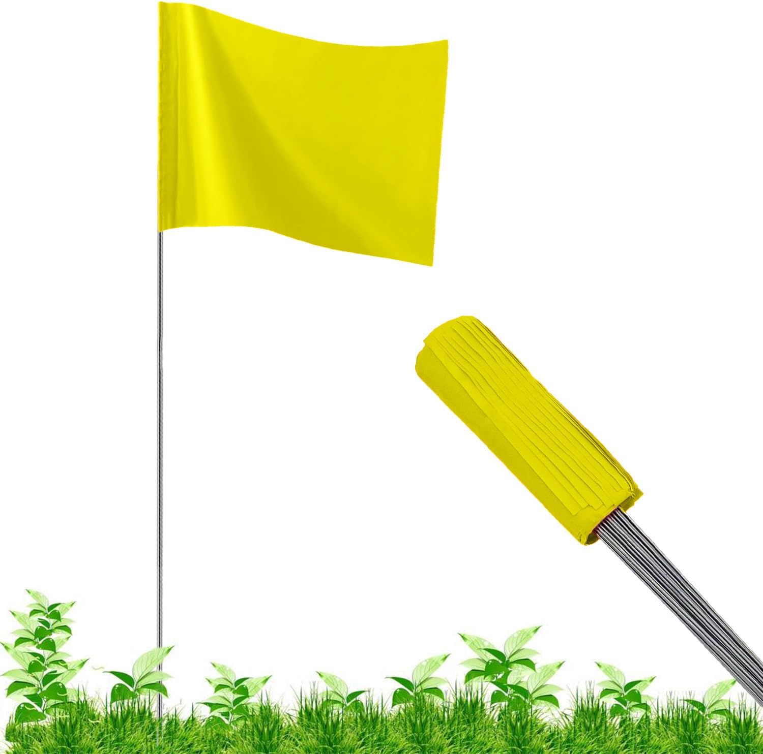 100Pack Yellow Marking Flags, JIZHGRAD 16x4x5 Inch Marker Flags Use for Yard & Lawn, Boundary & Dog Training, Survey & Landscape, Sprinkler & Surveyor, Garden & Construction, High Visibility, Sturdy, Versatile, UV & Weather Resistant