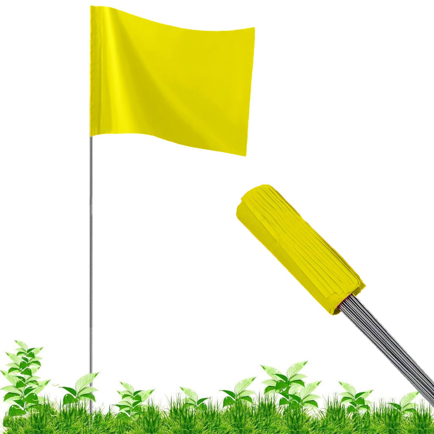 100Pack Yellow Marking Flags, JIZHGRAD 16x4x5 Inch Marker Flags Use for Yard & Lawn, Boundary & Dog Training, Survey & Landscape, Sprinkler & Surveyor, Garden & Construction, High Visibility, Sturdy, Versatile, UV & Weather Resistant