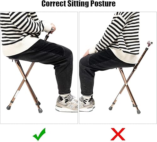 Miniatura 7 de PGCLSJB Taburete de caña para caminar, retráctil, ligero, con luz LED, para ancianos, viajes al aire libre, taburete plegable, gran capacidad de peso