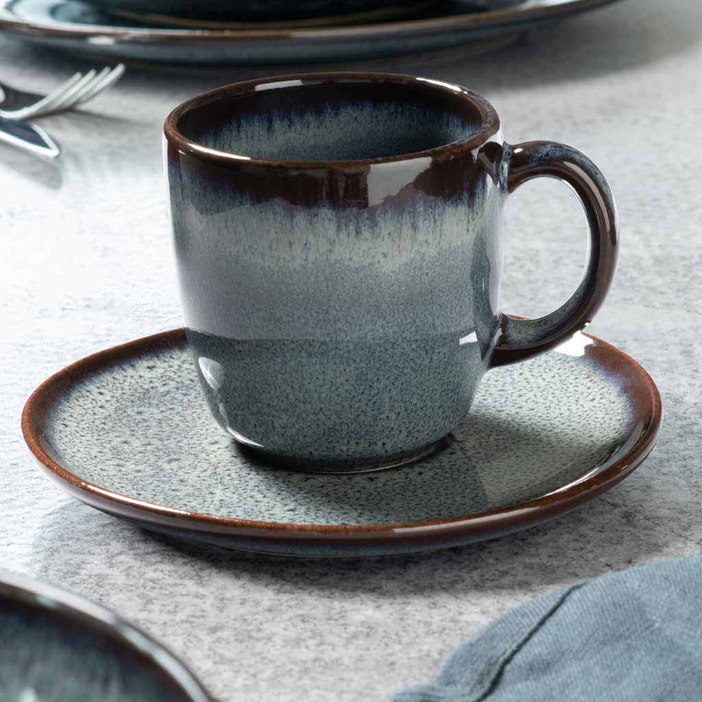 Villeroy & Boch like. by Lave Gris zestaw 6 filiżanek do kawy, 190 ml, filiżanki do kawy z unikalną glazurą, skandynawskie wzornictwo, kamionka, szare