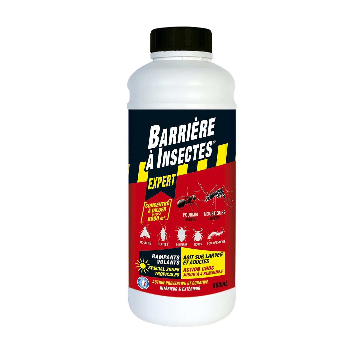 Barrière à insectes concentré 800mL action choc contre rampants volants