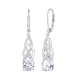 Women Celtic Knot Infinity Dangle Earrings for Women Sterling Silver 7 &ast; 9mm Birthstone Irish Twisting Drop Earrings Jewelry for Women