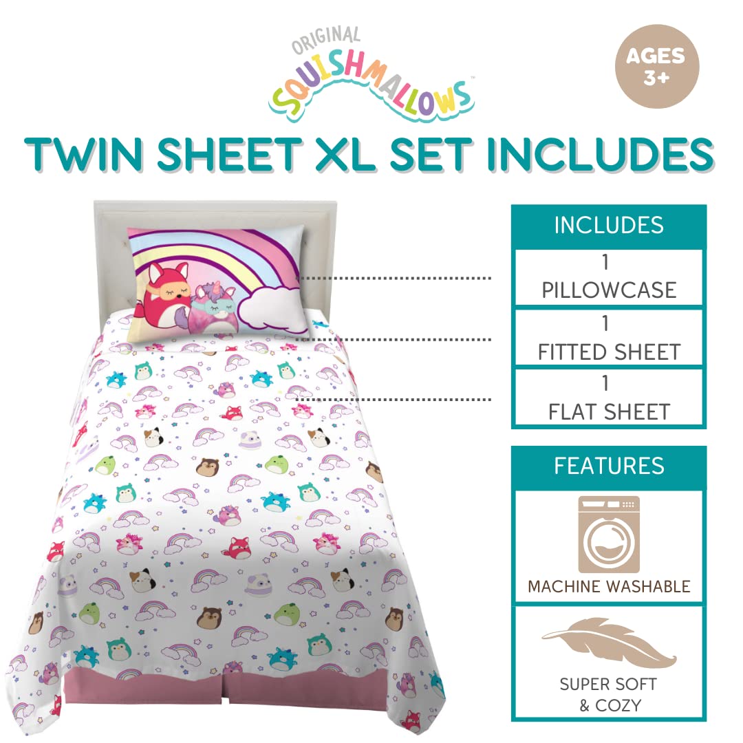 Franco Squishmallows Bedding Super Soft Microfiber Sheet Set, Twin XL, College Dorm Essentials ...