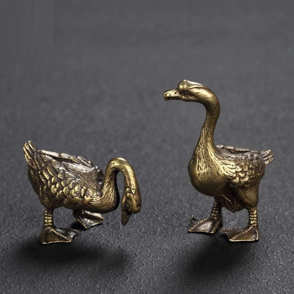 XIALON 2pc Solid Brass Small Swan Decoration for Attracting Wealth Giving Blessings Feng Shui Decoration for Town Houses