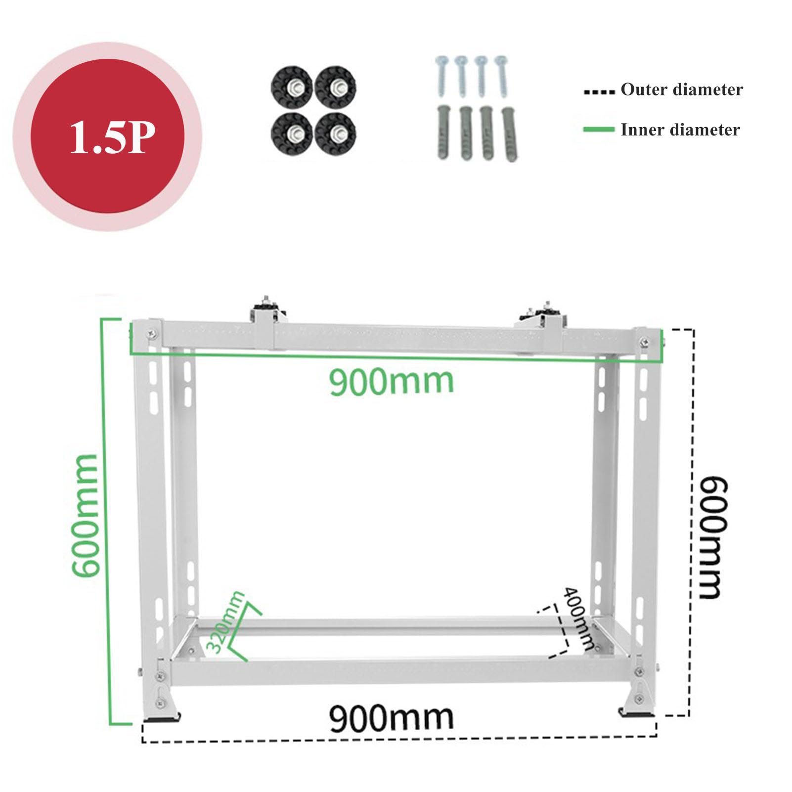 Hey Duty - Soporte de aire acondicionado mini dividido universal para exteriores, para aire acondicionado sin conductos y MPS, antivibración, doble capa
