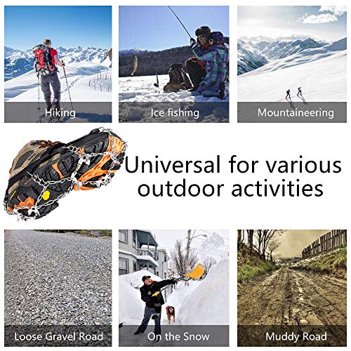Crampons Upgraded 19 Spikes Ice Snow Grips Traction Cleats System Safe Protect For Walking, Jogging, Or Hiking On Snow And Ice (Large) #TOP3