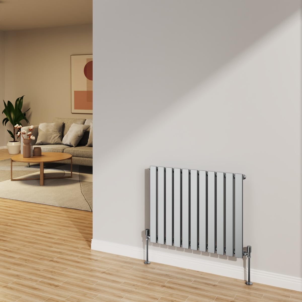 Nrg Chrome Radiator 600X748mm Horizontal Flat Panel Single Radiator