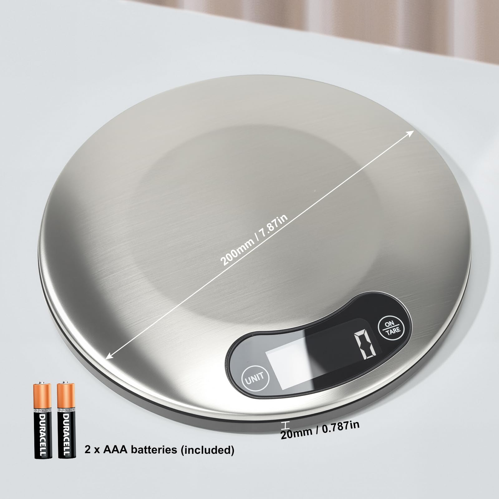 Bilancia da cucina digitale ad alta precisione con display retroilluminato con pulsante touch (grigio chiaro)