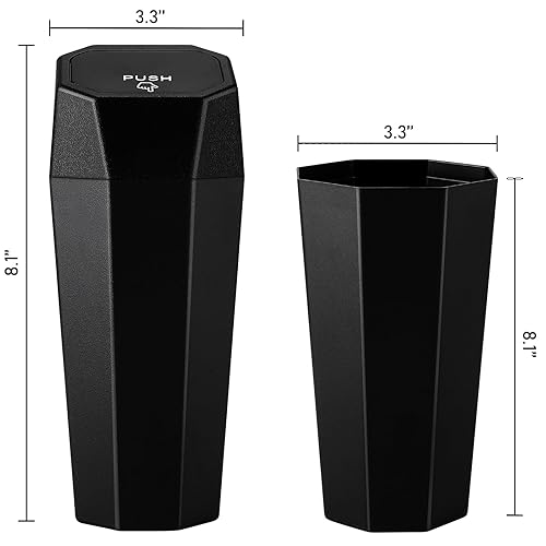 Miniatura 2 de Accmor Cubo de basura para automóvil con tapa, mini cubo de basura para vehículo, organizador de basura con un rollo de bolsa de basura, diseño de