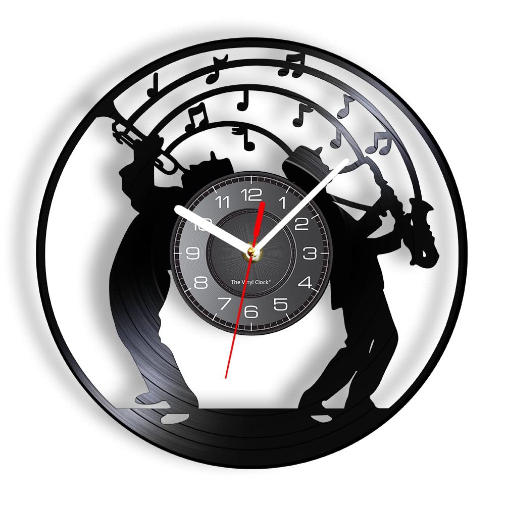 Smotly Black Vinyl Wall Clock, A Simulated Designed By Music Saxophone, Is A Clock Gift For Music Lovers.