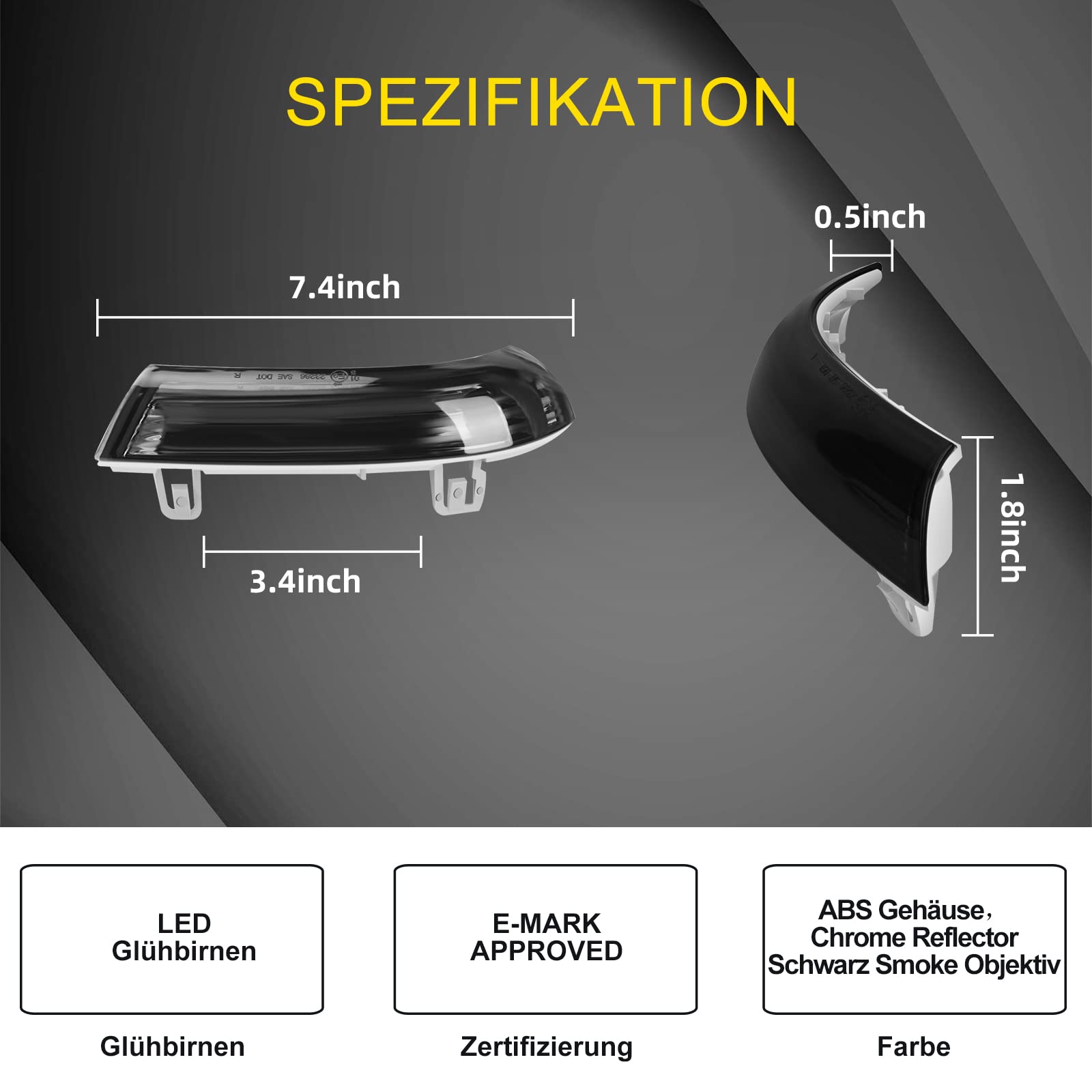 TangMiGe Retrovisor luces de giro intermitente indicador lateral espejo para Volkswagen VW GTI, Golf 5/6 Wagon/Plus, Sharan, Eos, Jetta 3, Passat; SEAT Alhambra; SKODA Superb, 1 Par