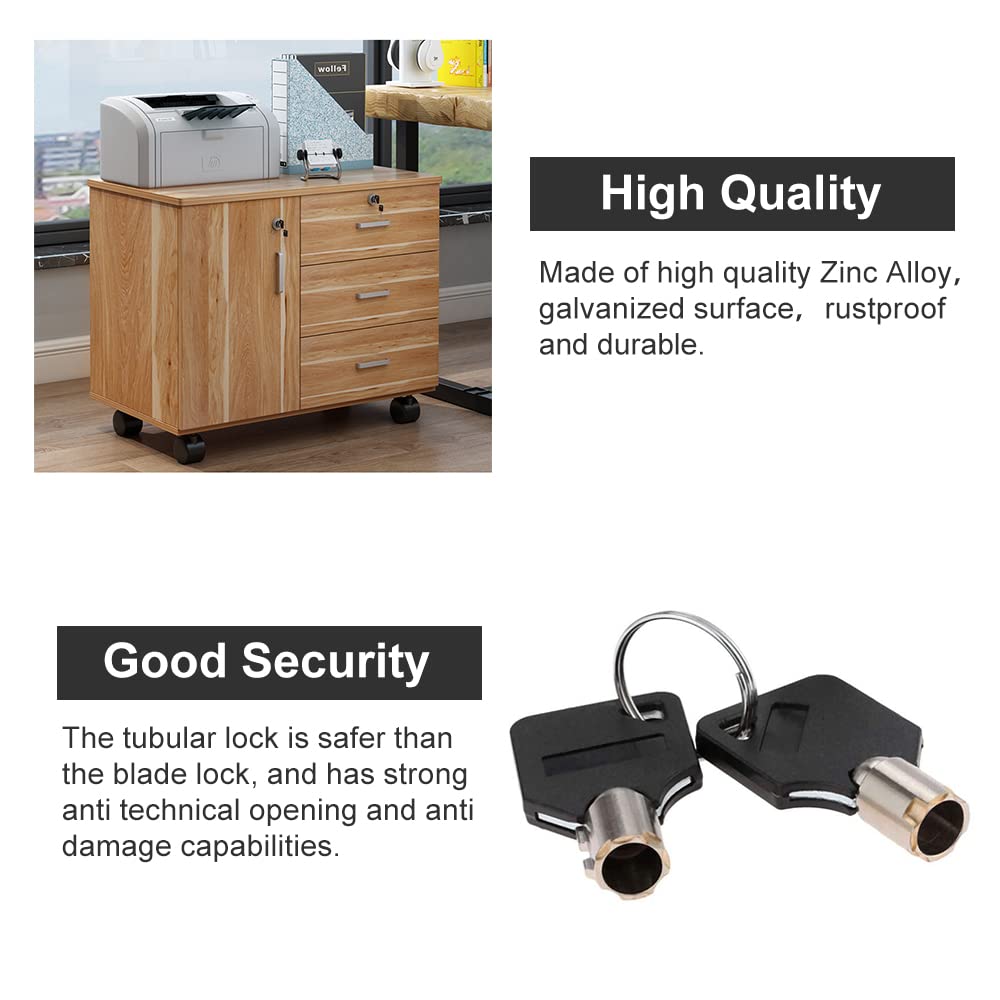 2 Serrature Per Armadietti Con Chiavi - Lega Di Zinco, Argento, 16mm Diametro