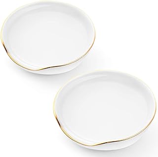 Patelai 2 Pcs Ceramic Spoon Rest for Stove Top 4" Spoon Holder for Kitchen Counter Spatula Rest Utensils Coffee Cooking Housewarming Wedding Winter Christmas Gifts(White)