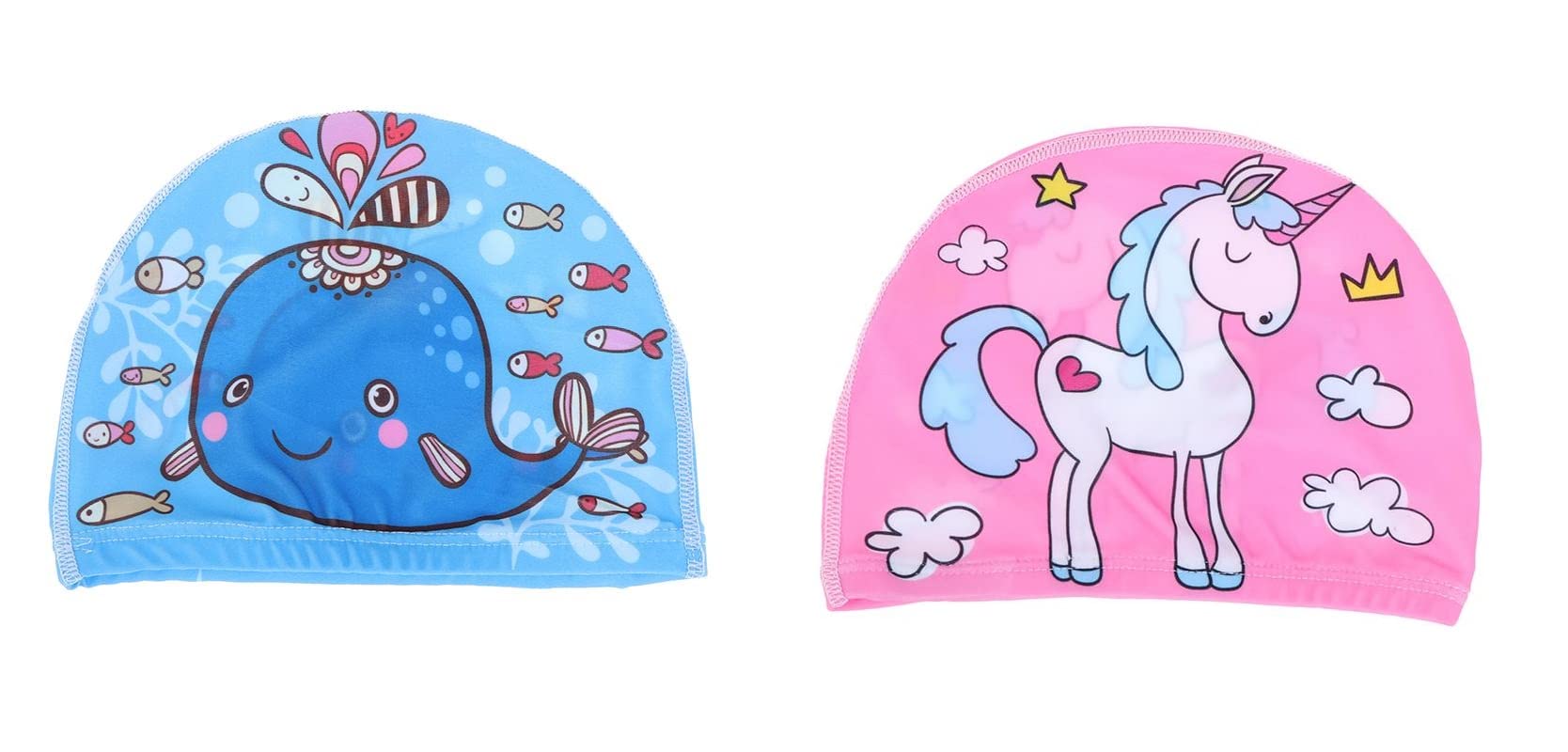 El Regalo 2 PCs Swim Cap Kids/Toddlers, Comfortable Breathable Polyester Fabric Swimming Caps Cute Cartoon Dolphin, Shark, Owl, Mermaid Fairy, Unicorn, Giraffe Swim Caps (Dolphin & Unicorn) (B09ZLT4DGM) Amazon Price History, Amazon Price Tracker