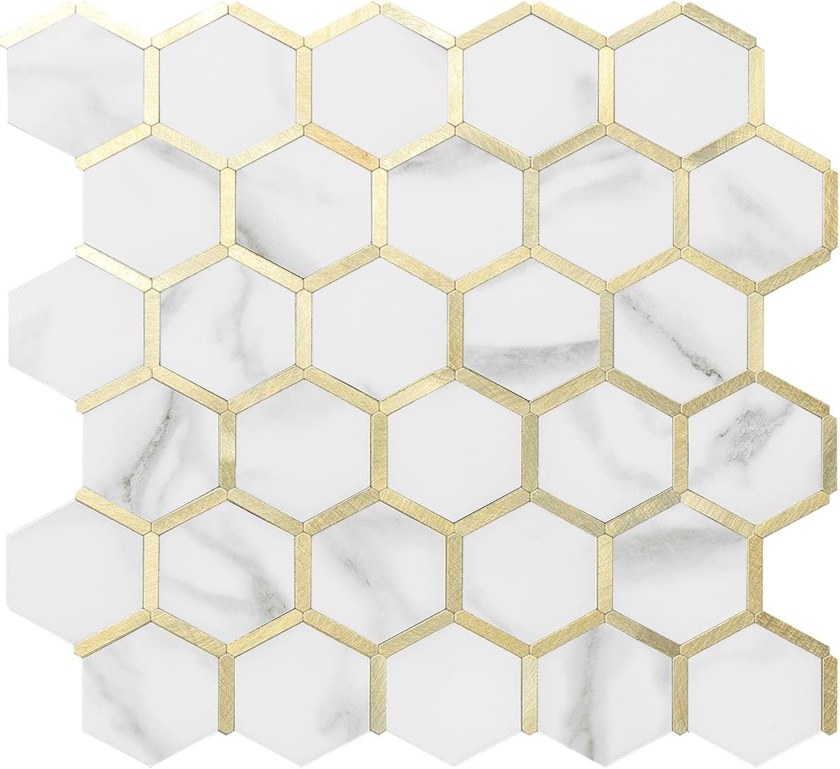 DICOFUN 10Sheet Hexagon Peel and Stick Backsplash Tile, Polished