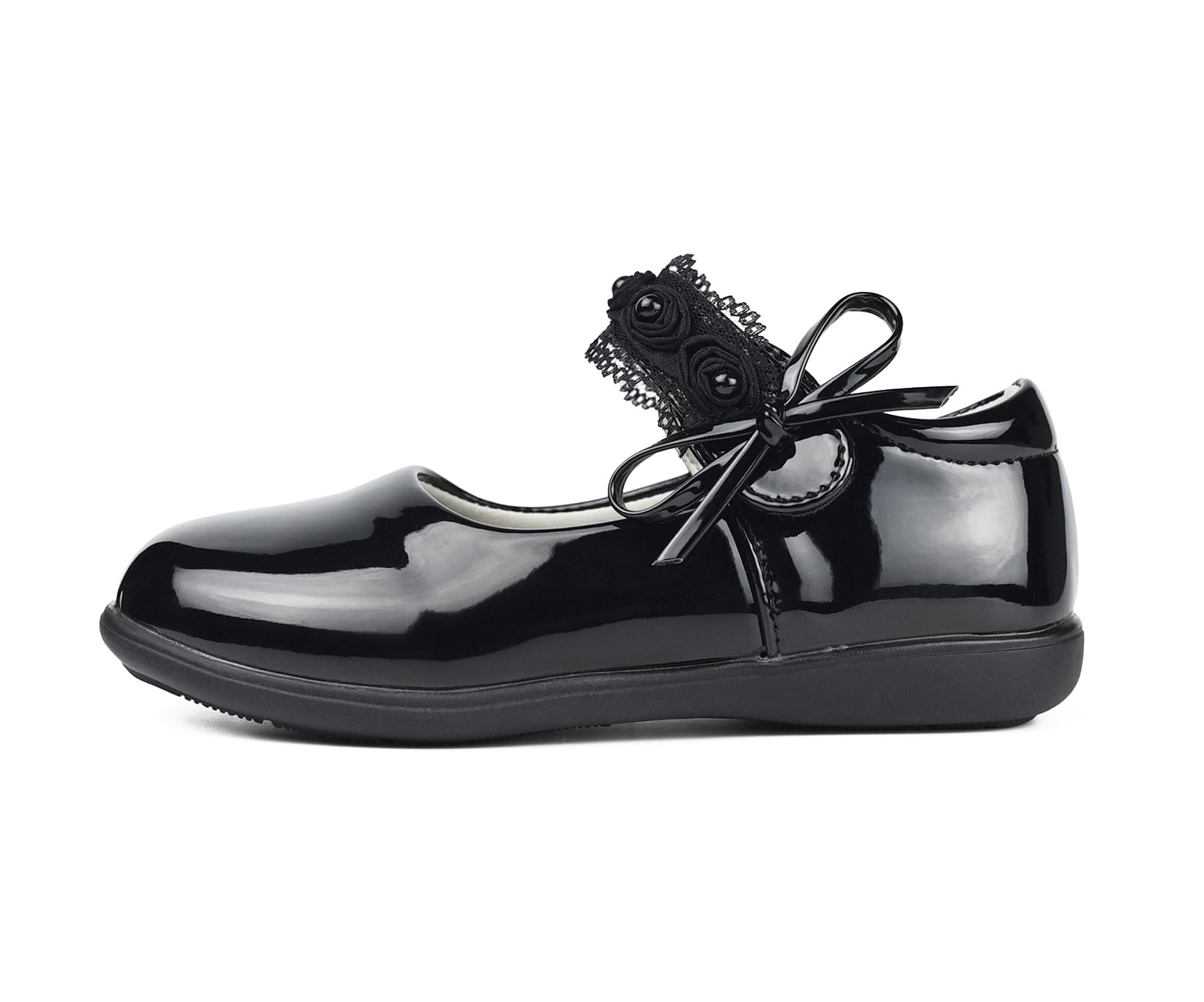 Scarpe Mary Jane Eleganti per Ragazze Ballerine Basse con Fiocco Pizzo per Matrimonio, Festa, attività, Scuola