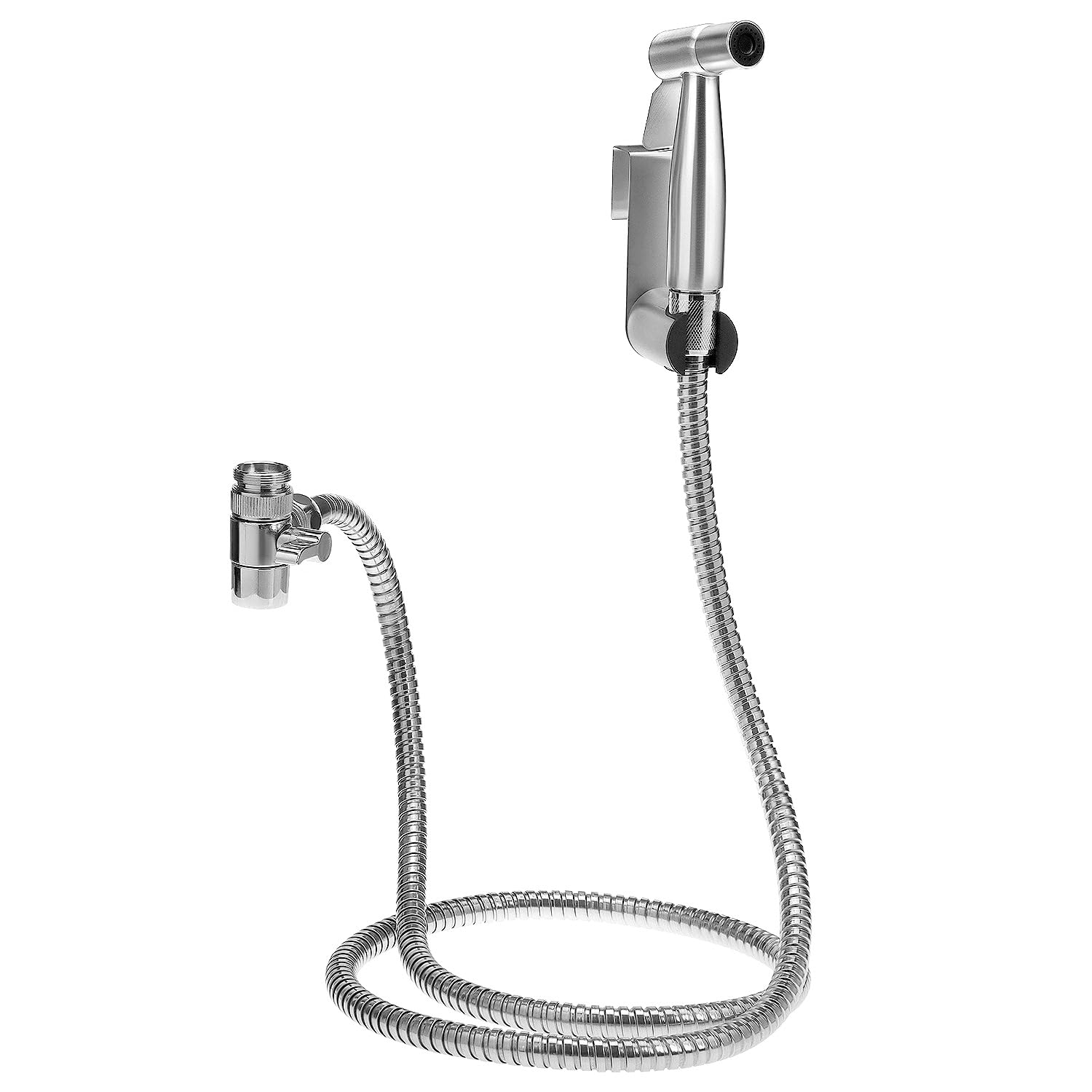 QWORK® Handheld Bidet Sprayer Kit for Toilet - 304 Stainless Steel - Includes Bidet Sprayer, 59" Hose, Shut Off Valve and Bidet Holder
