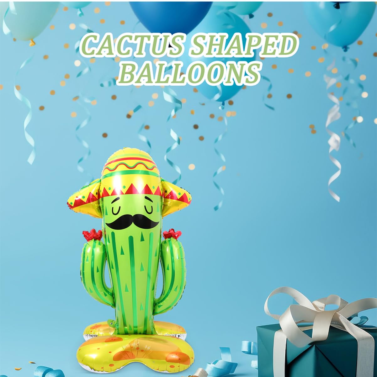 4 Stück Kaktus Folienballons aus Aluminiumfolie Grün für Partydeko