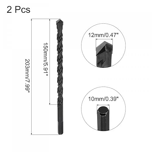 Miniatura 7 de uxcell Broca de albañilería con punta de carburo, herramienta rotativa en espiral, 0.236in de diámetro de corte (negro)