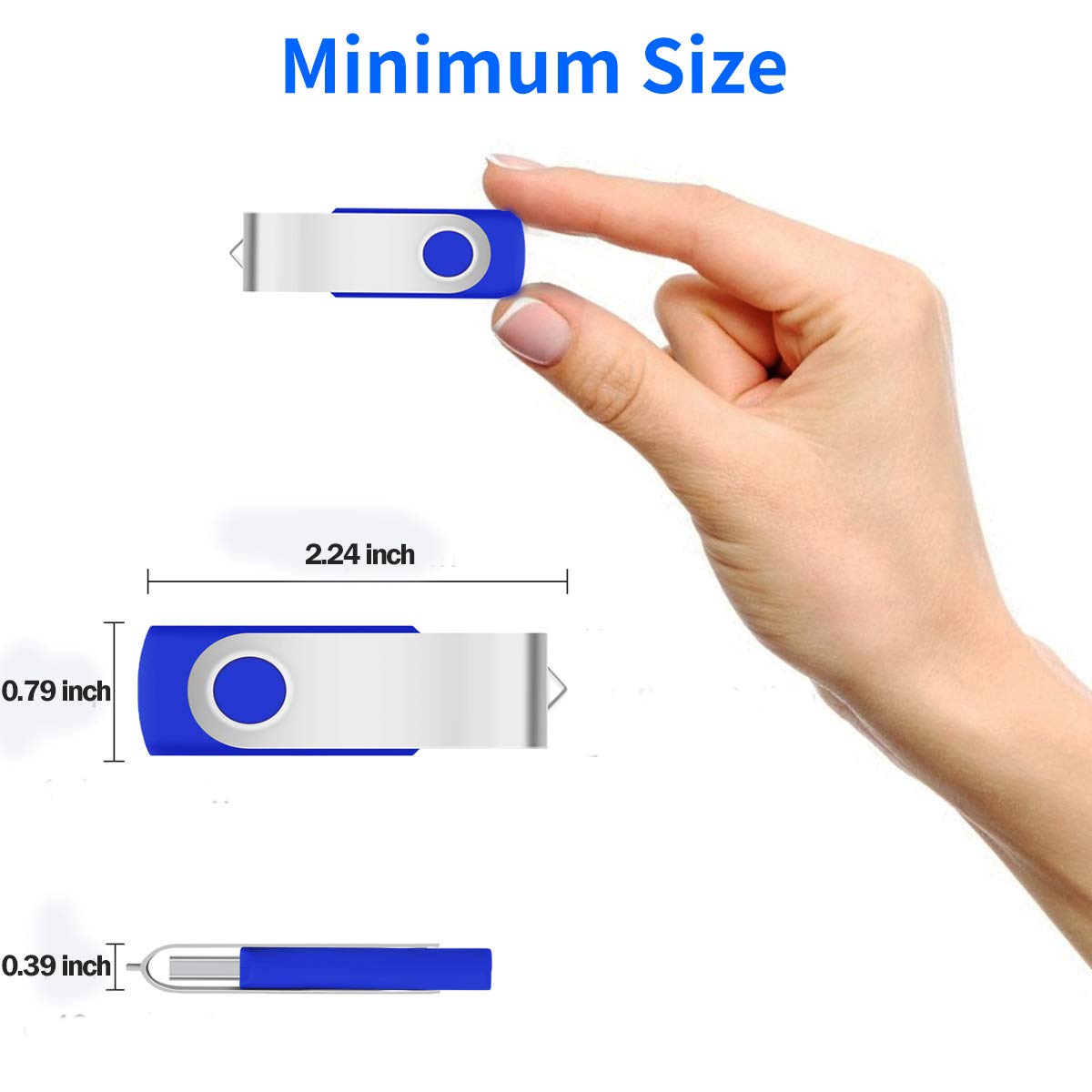 EASTBULL - Chiavette USB 2.0 da 8 GB, confezione da 20 chiavette USB 2.0 girevoli, in metallo, colore: blu