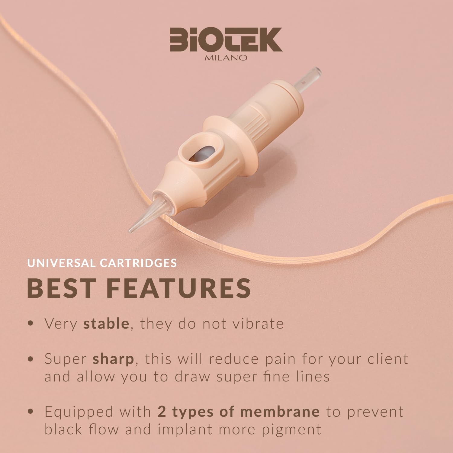 Biotek Lot de 20 aiguilles universelles permanentes pour cartouche de maquillage - 1 point HD Ø 0,25 mm