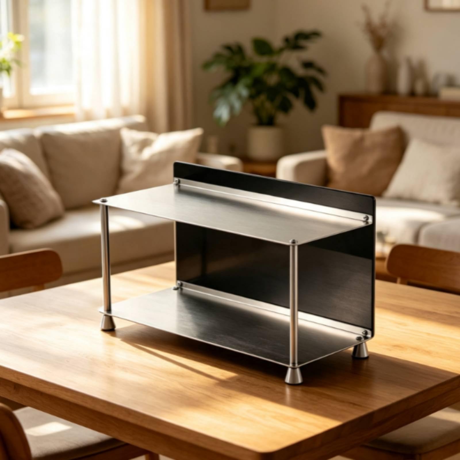 Doppelter Ablage Organizer Regal Stand Schrank Einsatz Aufbewahrung mit Edelstahl Und Acryl Zweistufig Platzsparend Und, Transparent, Modern, Minimalistisch, Zweistöckiges Regal