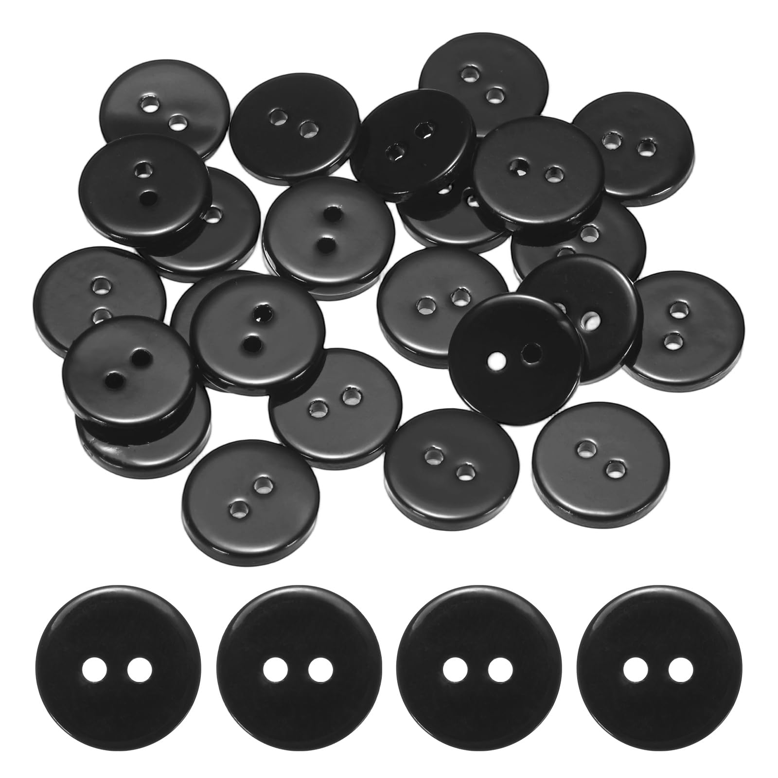 TIXIPEM Natural Shell Buttons [25pcs] - 12.5mm 2 Hole Mother of Pearl Sewing Craft Buttons for Shirt Sewing & DIY Crafts Decoration - [Black]