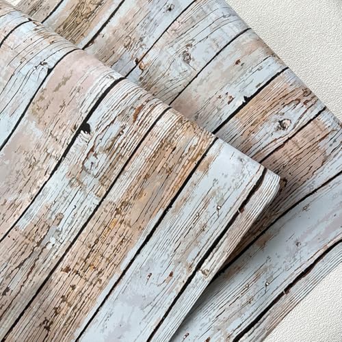 Rustic Blue Wood Shiplap Shelf Liner Contact Paper Self Adhesive Wood Shiplap Wallpaper for Cabinets Shelves Cupboard Table Desk Furniture Walls Decal 17.7x117 Inches