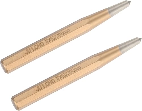 Paquete de 2 punzones centrales de 0.197 in, herramienta de perforación central de acero aleado de 0.394 x 3.937 in, centro de punzonado de metal