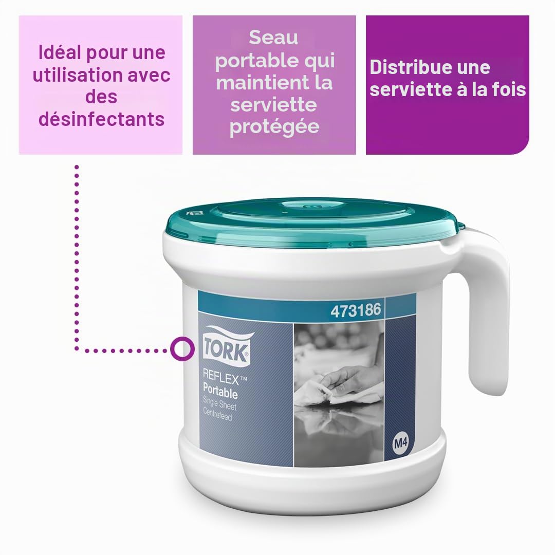 Tork Reflex Starter Pack pour Bobine à Dévidage Central blanc et turquoise M4, design solide, 1 pack, 473186