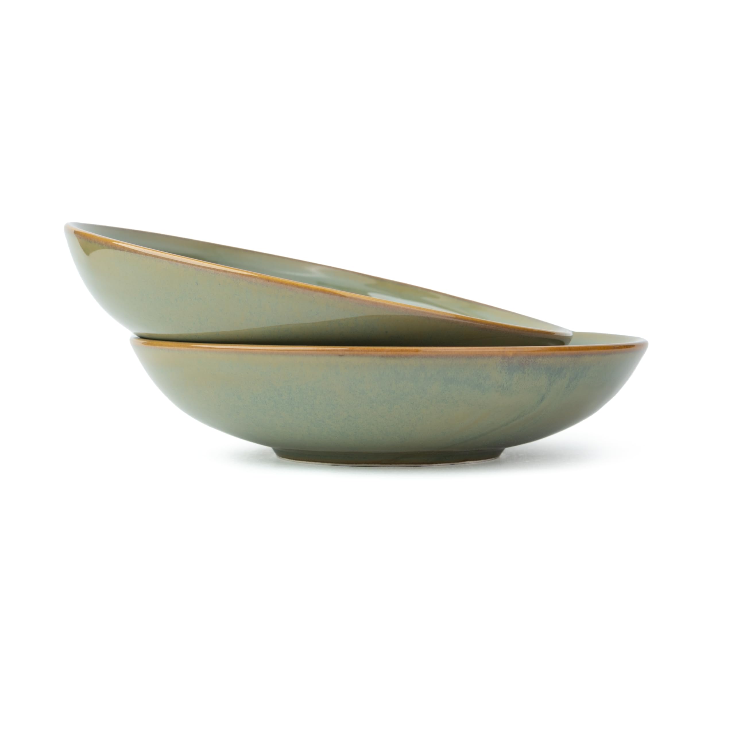 Shay Ceramic Pasta Bowl Set, 21cm, 2 Pieces, Pista | Glossy Finish | Porcelai...