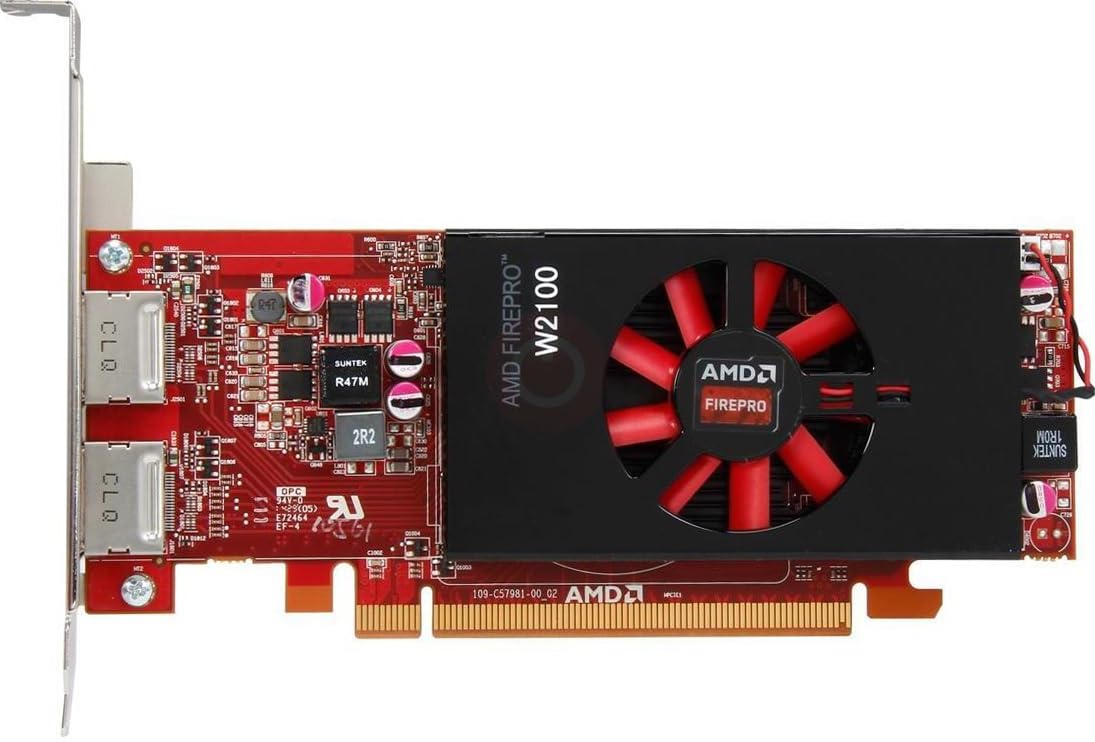 AMD FirePro W2100 - Scheda grafica da 2 GB, slot singolo, basso profilo, 320 core, DDR3, 128 bit, 26 W, PCI Express 3.0, con staffe ad alto e basso profilo (rinnovata)
