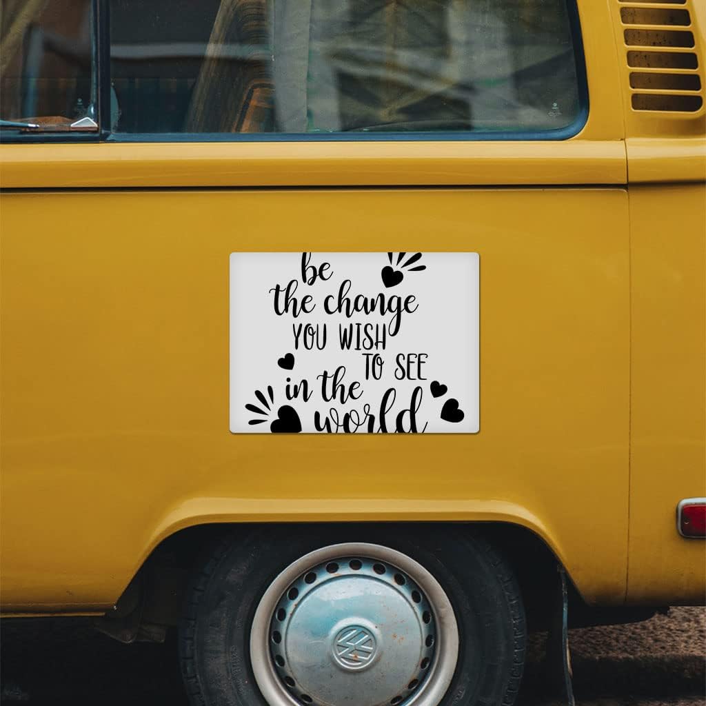 Be The Change You Wish to See in The World Car Magnet 2 PCS - Phrase Art Car Magnet - Graphic Sticker