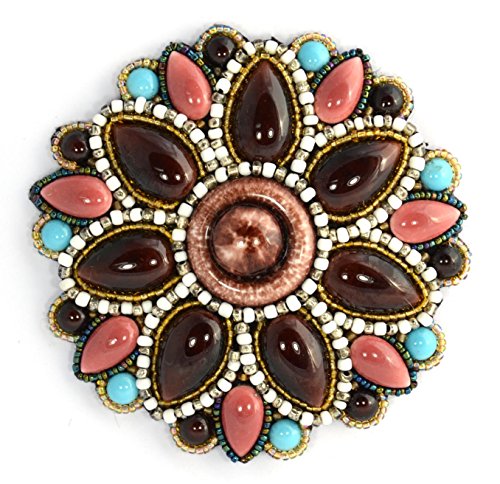 Broche porcelaine marron : grande fleur d'exception au style unique