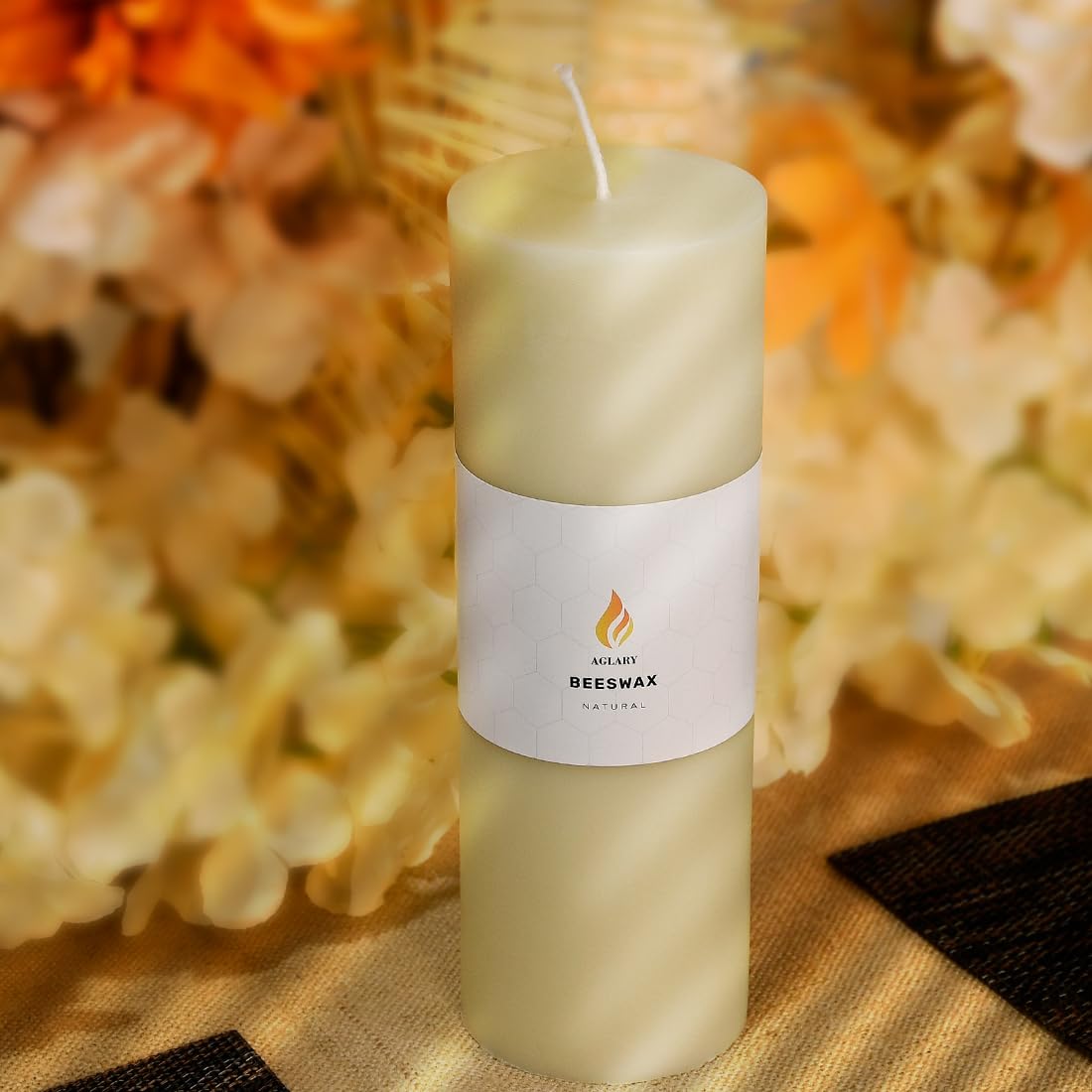 Candele a colonna in cera d'api bianca, 100% pura cera d'api, 100 ore di combustione, inodore, antigoccia e senza fumo, stoppino in cotone biologico, 7,6 x 22,9 cm (confezione da 2)