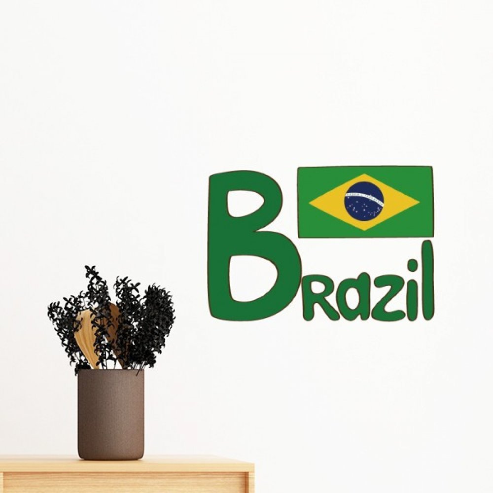 Sticker mural vert Brésil amovible grand format 50cm motif national