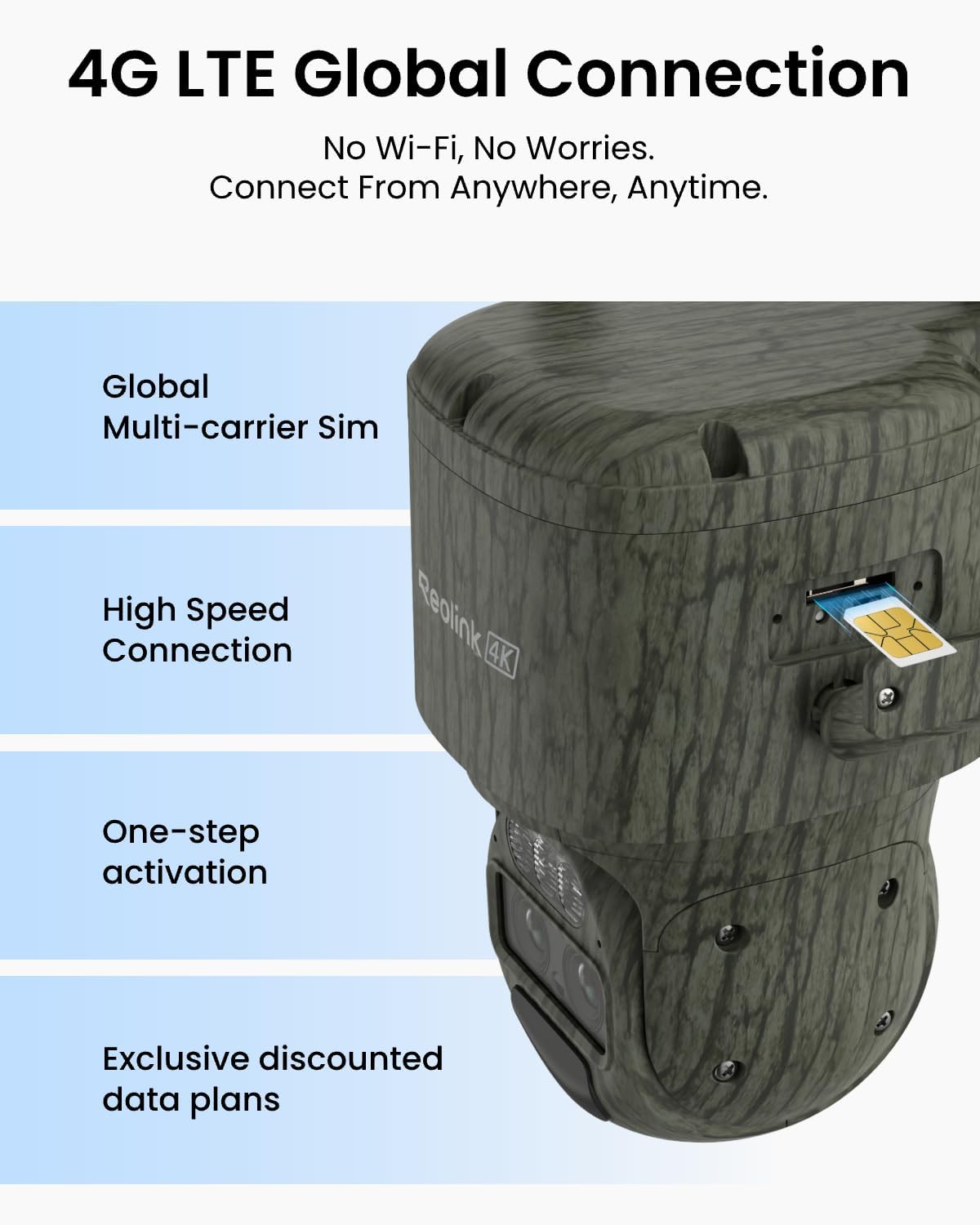 REOLINK 4K Dual Lens 360° 4G Cellular Security Camera, Wireless Auto Tracking Trail Camera, Auto 6X Hybrid Zoom, Smart Detection, No-Glow IR, Waterproof for Wildlife, TrackMix LTE Trail
