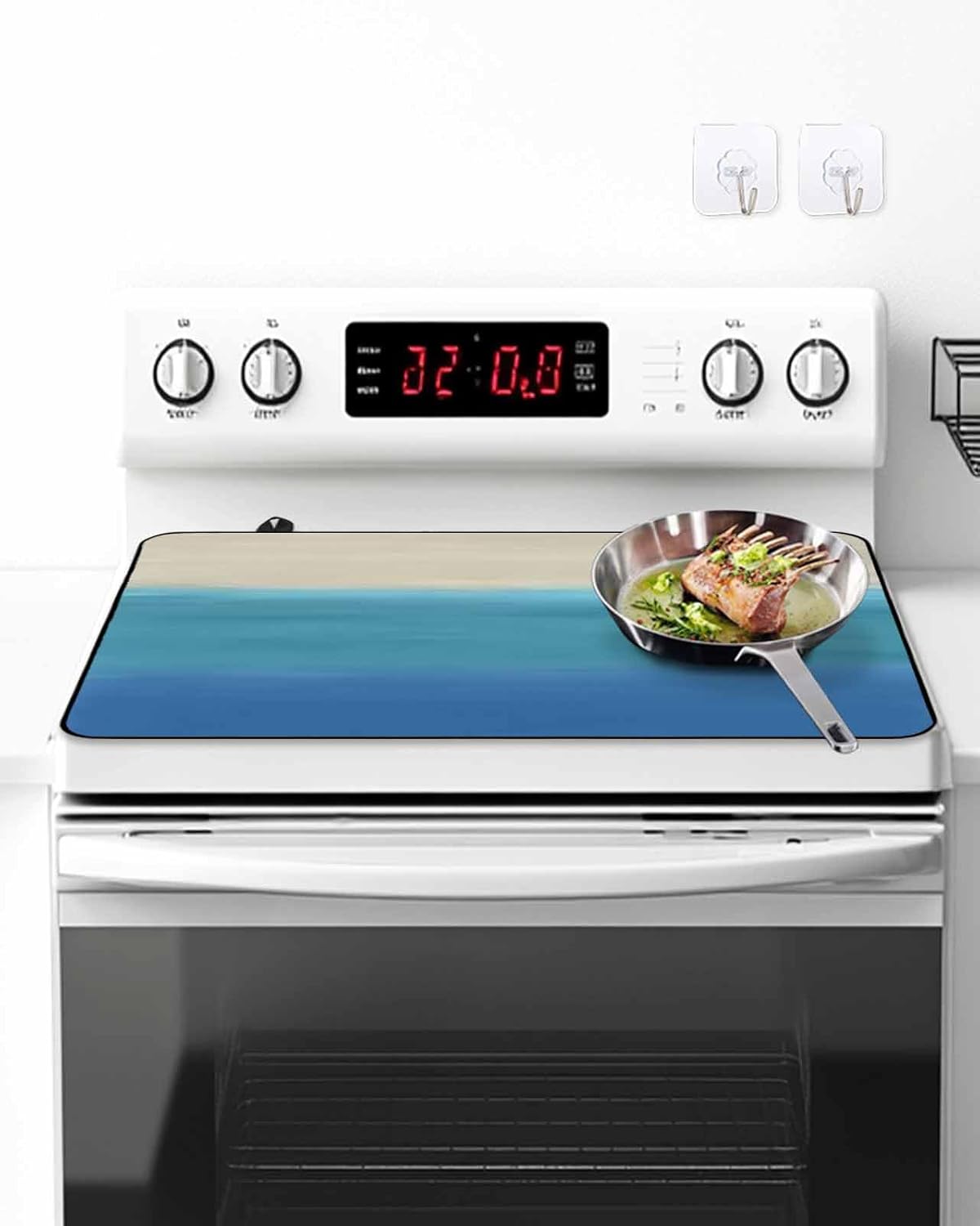 Stove Top Cover Blue Beige Stove Cover for Electric Stove Top Gradient Pure Color Glass Cooktop Covers Anti-Slip Mat Heat Resistant Countertop Protector Kitchen Decor 31"x24"
