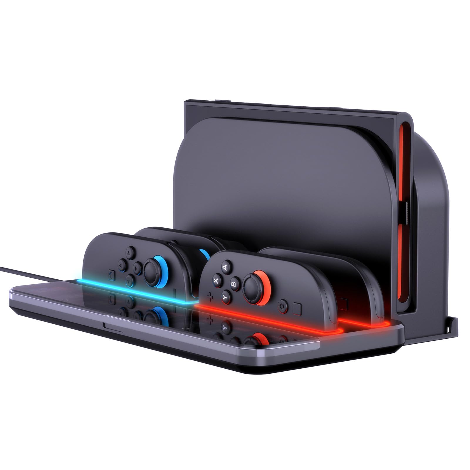 Ladestation für Switch 2 JoyCon Controller mit 8 Spielkartensteckplätzen, Charging Storage Base für N Switch 2 Original Dock,Ladegerät Dockstation für 4 Stück Joy Con Ladegeräte