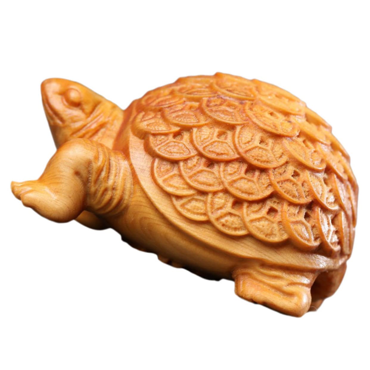 Amazon.co.jp: 木製の亀の像 明るい茶色のツゲの木 裕福な世界の男