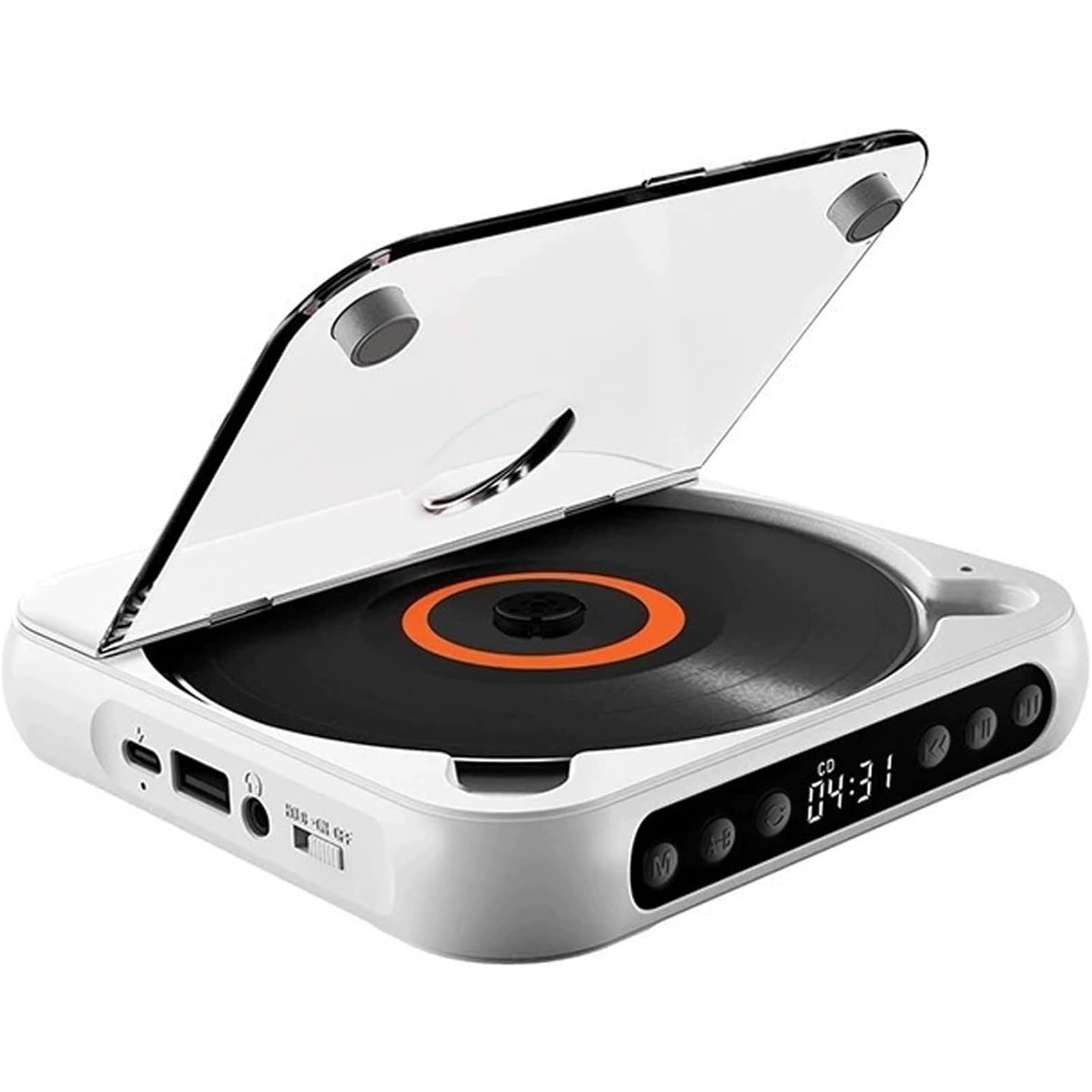 Lecteur CD portable Bluetooth blanc avec batterie rechargeable de 2000 mAh - 8