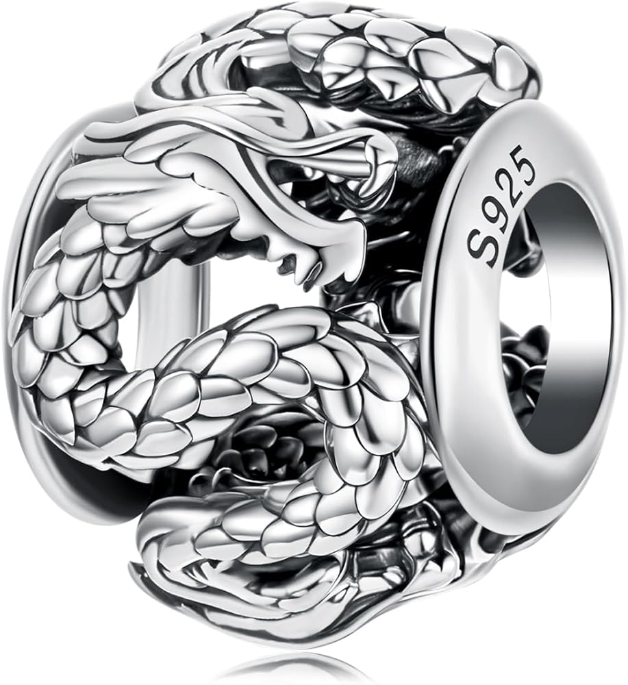 Amazon.com: Flying Dragon Charm 925 Sterling Silver Charm Fits