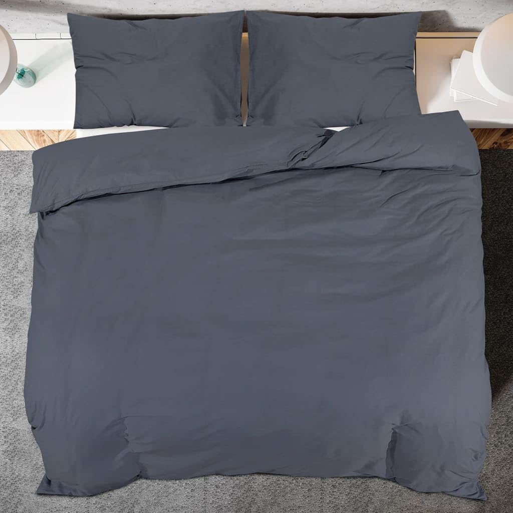 Generico Set Copripiumino Antracite 155x220 cm in Cotone,Casa e Giardino,Biancheria,Lenzuola e Coperte,Copripiumini-136087