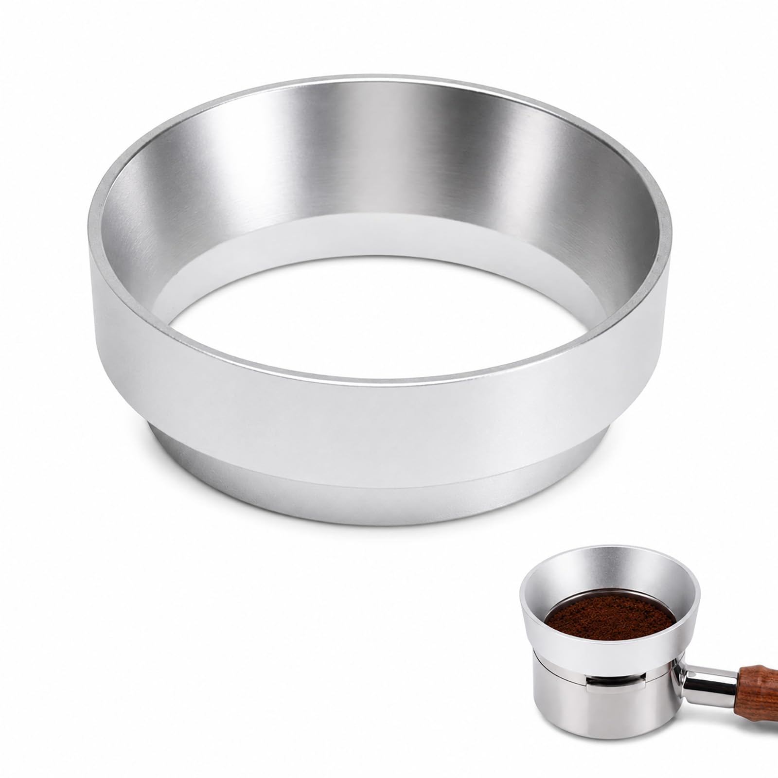 54mm Espresso Dosing Funnel, Magnetic Aluminum Portafilter Funnel, Sturdy Anti-Spill Dosing Ring, Compatible with All 54mm Espresso Portafilters